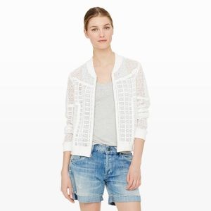 🆕 Club Monaco “Arlet Bomber” White Crocheted Shacket - Women’s Size XS
